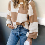 Nadorine Color Block Polo Plaid Sweater