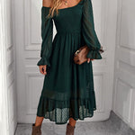 Square Neck Elegant Casual Vacation Dress