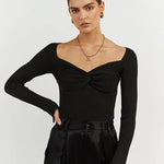 Sexy Cross V Neck Long Sleeve Sweater