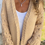 Fashion Knit Solid Color V-neck Long-sleeved Cardigan