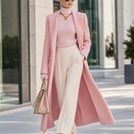 Elegant Classic Lapel Single-breasted Long Tweed Coat