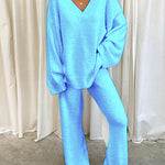 Two Piece Outfit Long Sleeve Crewneck Pullover Tops and Long Pants Tracksuit Sweatsuits