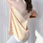 Nadorine Solid Loose Single breasted Full Pull Long Sleeve Blouse Polo Pocket Tops
