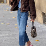 Plush stand-up collar short jacket