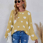 Love Pattern Round Neck Knit Sweater