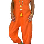 Harper Casual Solid Backless Knotted Strappy Loose Jumpsuit