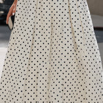 Vintage Polka Dot Mock Neck Cap-Sleeve Midi Dress