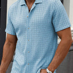 KZZ Men's casual striped short-sleeved shirt