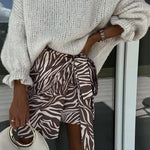 Solid Color Round Neck Ruffled Long Sleeve Knitted Sweater