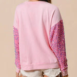 Christmas Casual Loose Round Neck Sequined Sleeve Sweatshirt