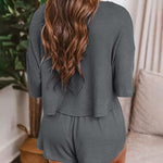 Two-piece Set Short Sleeve V-neck Top and Shorts Lounge Suits