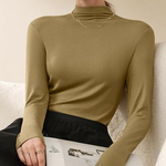 Half High Neck Long Sleeve Thread Slim-fit T-shirt