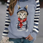Winter Funny Cute Wonderland Clothing Cat Print Sweatshirt