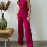 Nadorine Women's Casual Knitted Three-piece Set Slim Fit Vest with Cardigan and Wide-leg Pants