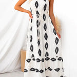 Bow Knot One Shoulder Printed Ruffle Maxi Dress