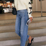 Fashionable V-neck Long-sleeved Bow-knotted Knitted Cardigan