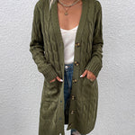 Long Sleeve Loose Long Knit Sweater Casual Single Breasted Knitwear Outerwear
