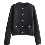GOLDEN BUTTON KNIT CARDIGAN
