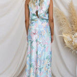 Love In The Garden Floral Halter Neck Elastic Waist Maxi Dress