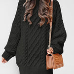 Nadorine Women's Crewneck Long Sleeve Loose Oversized Cable Knit Chunky Pullover Short Sweater Dresses