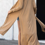 Ribbed Button Up Side Split Duster Cardigan