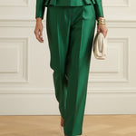 Column Skinny Pockets Solid Color Blazer Pants
