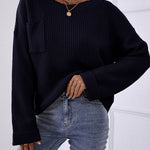 Pocket Oversized Knitted Pullover Sweater