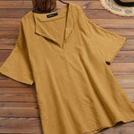 Nadorine Tunic Tops Sexy V Neck Short Sleeve Blouses Casual Loose Fit Plain T-Shirts