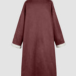 Faux Suede Drop Shoulder Pocket Longline Shearling Coat