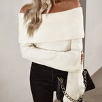Off Shoulder Fold Over Sweater Sweaters