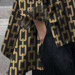 High-Low Long Sleeves Printed Split-Joint Blouses