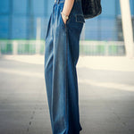 Simple Loose Jeans Casual Fit Jean Trouser Contrast Bloomers Denim Pants