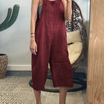 Nadorine Women's Adjustable Bib Overalls Casual Wide Leg Baggy Jumpsuit with Pockets