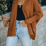 Nadorine Women's Batwing Sleeve Split Hem Open Front Cardigan