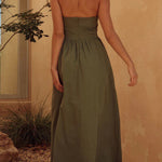 Sexy Solid Pocket Fold Halter Sleeveless Dresses