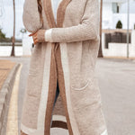 Autumn and winter casual all-match hooded long cardigan sweater jacket