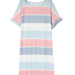 Multicolor Striped Color Block Loose Fit Half Sleeve Maxi Dress