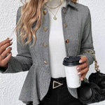Lapel Jacquard Ruffle Slim Double-breasted Blazer
