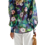 Personalized tie-dye V-neck long-sleeved button-down shirt
