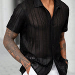 KZZ Men's Semi-Sheer Short-Sleeve Shirt