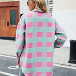 Loose Plaid Print Coat Single-breasted Woolen Overcoat