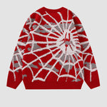 Oversized Spider Printed Knit Sweaters Casual Loose Round Neck Unisex Sweater