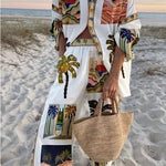 Palm Tree Print Slouchy Two-Piece Set