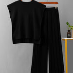 Women's Two Piece Outfits Sweater Sets Knit Pullover Tops High Waisted Pants Lounge Sets