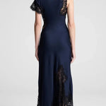 Paris Dream Satin Lace Trim Irregular Design Drape Maxi Dress