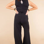 Nadorine Women's Adjustable Belt Overalls Rompers Sleeveless Wide Leg Jumpsuit