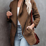 Nadorine Casual Fleece Fuzzy Coats Faux Shearling Shaggy Jacket