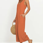 Sleeveless Tie Strap Backless Wide Leg Casual Loose Jumpsuit Rompers