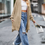Open Front Knitted Long Cardigan Long Sleeve Casual Lightweight Knitted Cardigans Outerwear