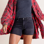 Women's Mineral Washed Button Down Plaid Flannel Shirt